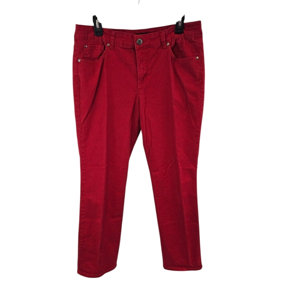 Bandolino Size 12 Red Jeans Samantha Fit Straight Leg